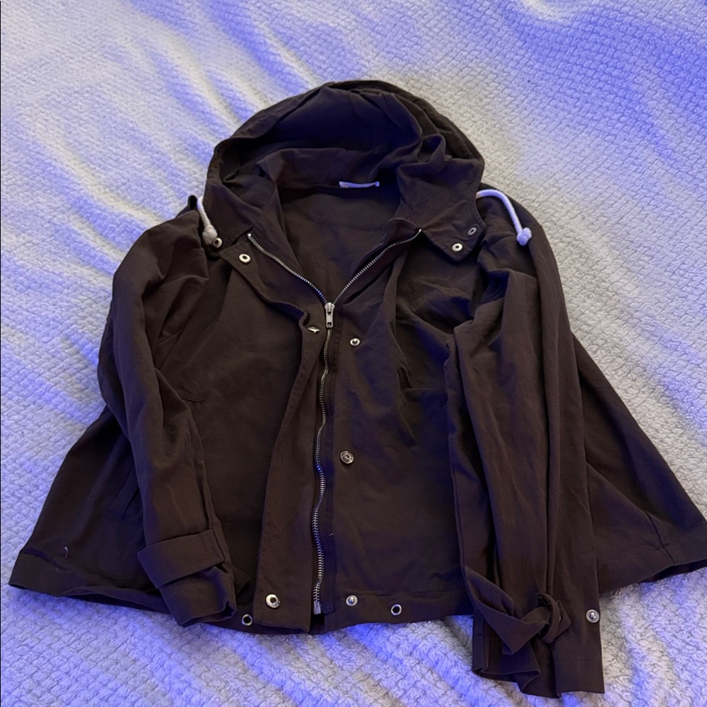 Bluivy Dark Brown Hooded Raincoat